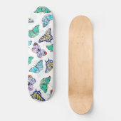 Witte kleurige Waterverf Butterflies Persoonlijk Skateboard (Voorkant)