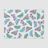 Witte kleurige Waterverf Butterflies Tissuepapier (Voorkant)