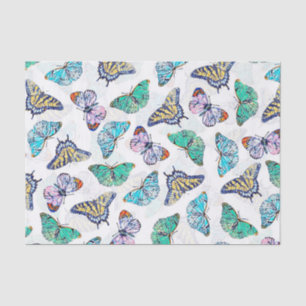 Witte kleurige Waterverf Butterflies Tissuepapier