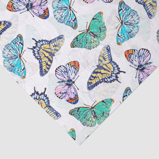 Witte kleurige Waterverf Butterflies Tissuepapier (Detail)