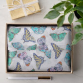 Witte kleurige Waterverf Butterflies Tissuepapier (Geschenk)