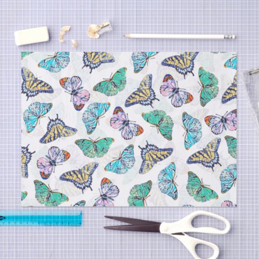 Witte kleurige Waterverf Butterflies Tissuepapier (Craft)