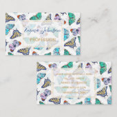 Witte kleurige Waterverf Butterflies Visitekaartje (Voorkant / Achterkant)