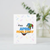 Witte kleurrijke April Fools’ Day Feestdagenkaart (Staand voorkant)