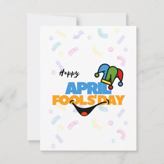 Witte kleurrijke April Fools’ Day Feestdagenkaart (Voorkant)