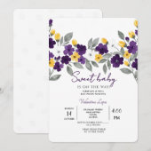 Witte kleurrijke bloem Baby shower uitnodiging (Voorkant / Achterkant)