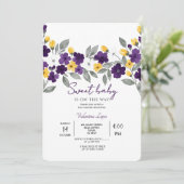 Witte kleurrijke bloem Baby shower uitnodiging (Staand voorkant)