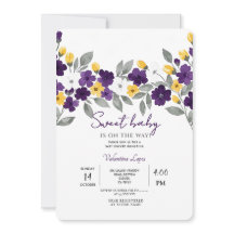 Witte kleurrijke bloem Baby shower uitnodiging