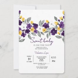 Witte kleurrijke bloem Baby shower uitnodiging
