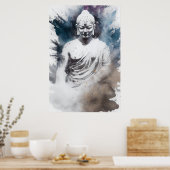 Witte kleurrijke en meditatieve Zen Yoga Buddha Poster (Keuken)
