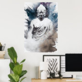 Witte kleurrijke en meditatieve Zen Yoga Buddha Poster (Thuiskantoor)