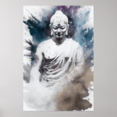 Witte kleurrijke en meditatieve Zen Yoga Buddha Poster (Voorkant)