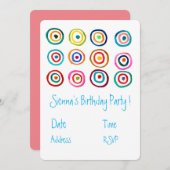 Witte kleurrijke meisjes schattige verjaardag kaart (Voorkant / Achterkant)