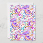 Witte, kleurrijke paisleyvormig vrijgezellenfeest kaart (Achterkant)