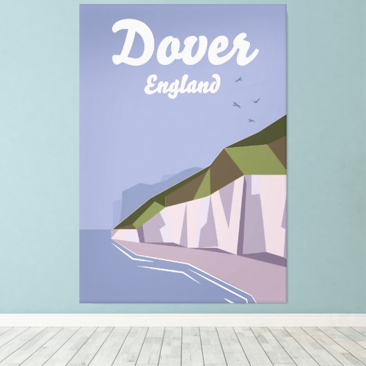 Witte kliffen van Dover-reisposter Canvas Afdruk (Insitu (Houten vloer))