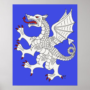 Witte Klimmende Draak Poster