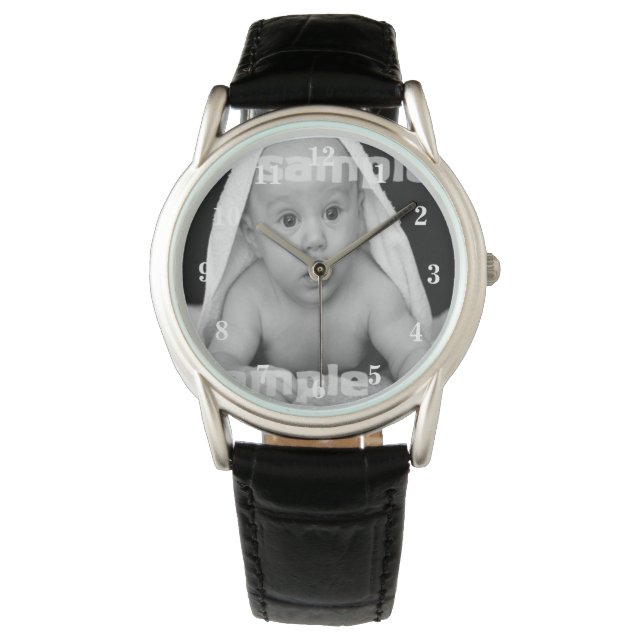 Witte klok gezicht Gepersonaliseerde foto One Of A Horloge (Voorkant)