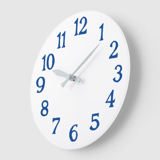 Witte klok met blauwe cijfers Basisklok Groot (Hoek)