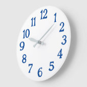 Witte klok met blauwe cijfers Eenvoudige grote klo (Hoek)