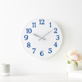 Witte klok met blauwe cijfers Eenvoudige grote klo (Huis)