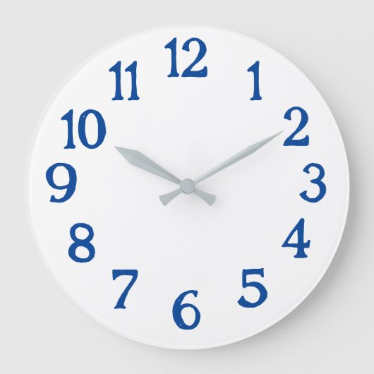Witte klok met blauwe cijfers Eenvoudige grote klo (Voorkant)
