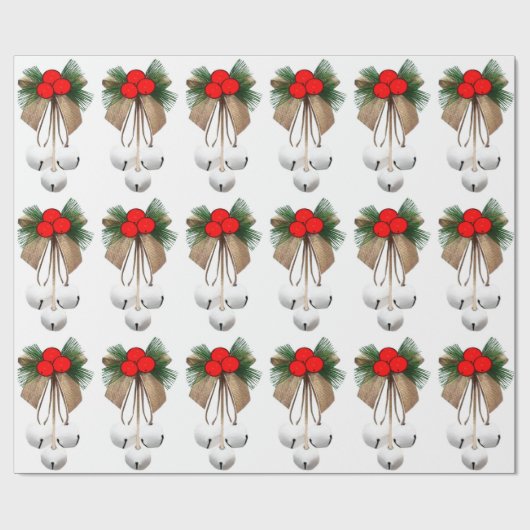 Witte klokken en Holly inpakpapier (Vlak)