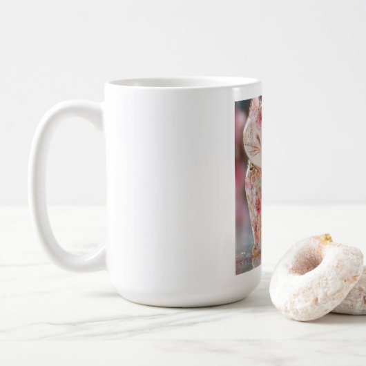witte knappe kat mok (Met donut)