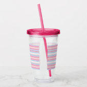 Witte knijpstrepen acryl drinkbeker (Links)