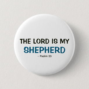 Witte knoop - De Heer is mijn Herder Psalm 23 Ronde Button 5,7 Cm