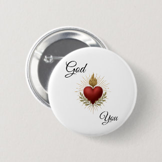 Witte knop - God houdt van je Ronde Button 5,7 Cm