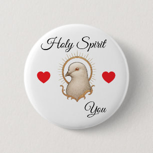 Witte knop - Heilige Geest Houdt van Jou Ronde Button 5,7 Cm