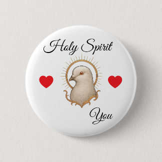Witte knop - Heilige Geest Houdt van Jou Ronde Button 5,7 Cm