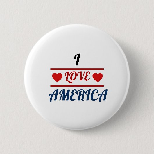 Witte knop - Ik hou van Amerika Ronde Button 5,7 Cm (Voorkant)