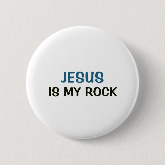 Witte knop - Jezus is mijn Rots  Ronde Button 5,7 Cm (Voorkant)