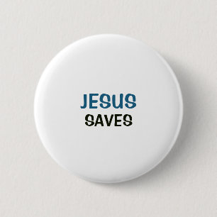 Witte knop - Jezus redt Ronde Button 5,7 Cm