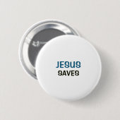 Witte knop - Jezus redt Ronde Button 5,7 Cm (Voorkant /achterkant)