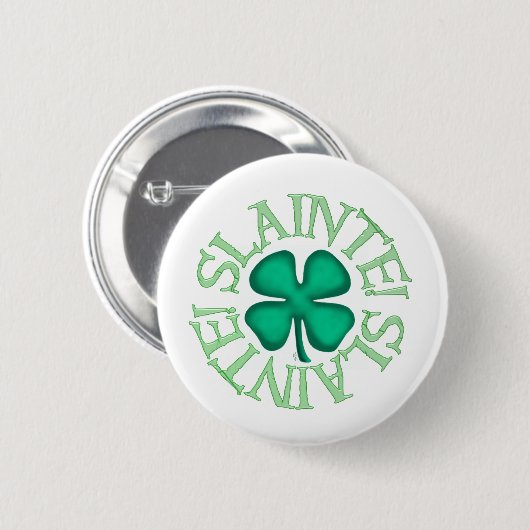 Witte knop Slainte Ronde Button 5,7 Cm (Voorkant /achterkant)