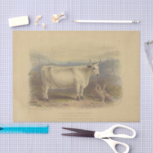 Witte Koe Ephemera Decoupage Boerderij Tissuepapier (Craft)