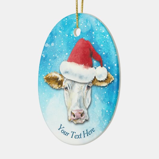 Witte Koe Kerstmis Keramisch Ornament (Links)