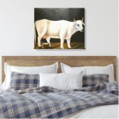 Witte Koe op een zwarte achtergrond (Boerderij Die Canvas Afdruk (Insitu (Slaapkamer))