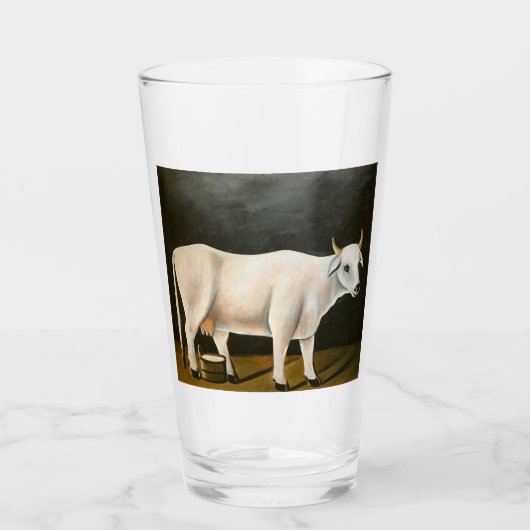 Witte Koe op een zwarte achtergrond (Boerderij Die Glas (Voorkant)