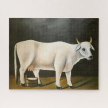 Witte Koe op een zwarte achtergrond (Boerderij Die