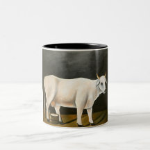 Witte koe op een zwarte achtergrond (boerderijdier