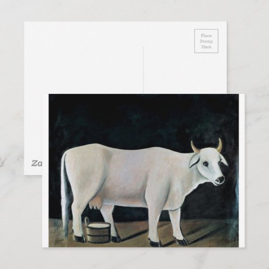 Witte koe op een zwarte achtergrond van Niko Piros Briefkaart (Voorkant / Achterkant)