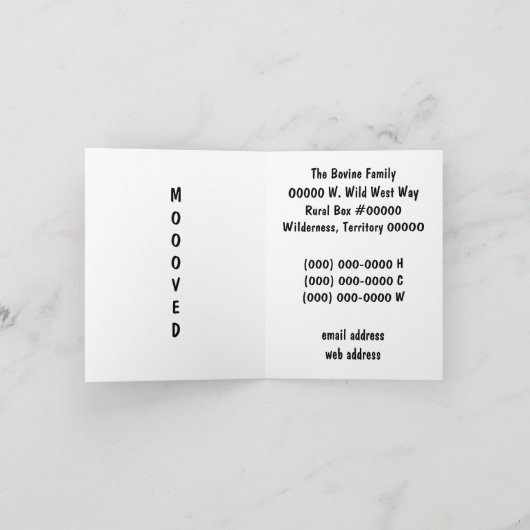 Witte Koe - Westerne Adreswijziging Aankondiging (Binnen)