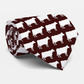 Witte Koeien - Donkerbruin Stropdas (Opgerold)