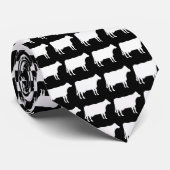 Witte Koeien - zwart Stropdas (Opgerold)