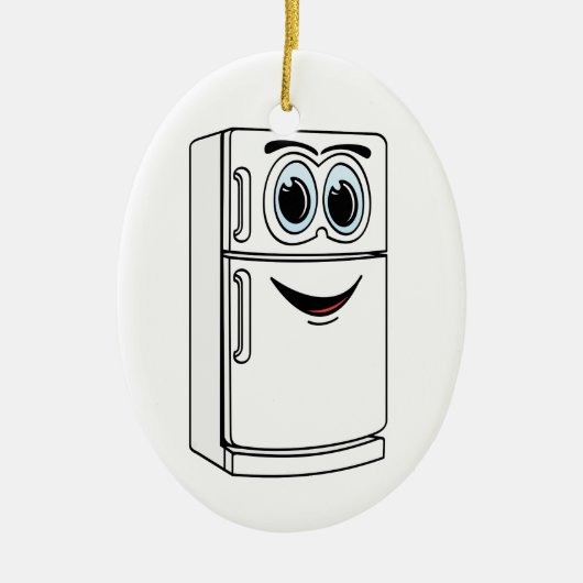 Witte koelkast Cartoon Keramisch Ornament (Voorkant)