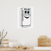 Witte koelkast Cartoon Poster (Keuken)