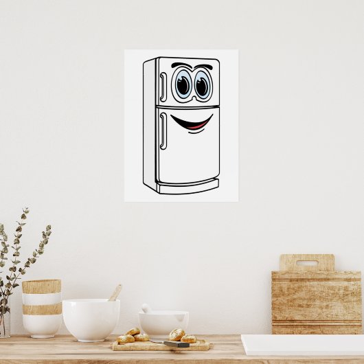 Witte koelkast Cartoon Poster (Keuken)